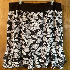 Lane Bryant Black/White Floral A-Line Skirt, Double-lined, 22-24